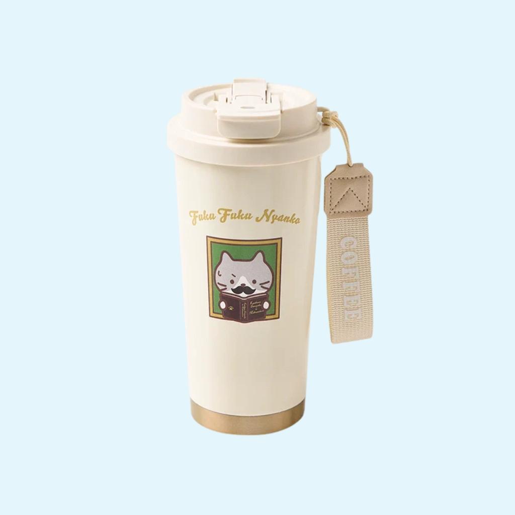 Fuku Fuky Nyanko Hacchi Thermos Bottle with Strap - 500ml