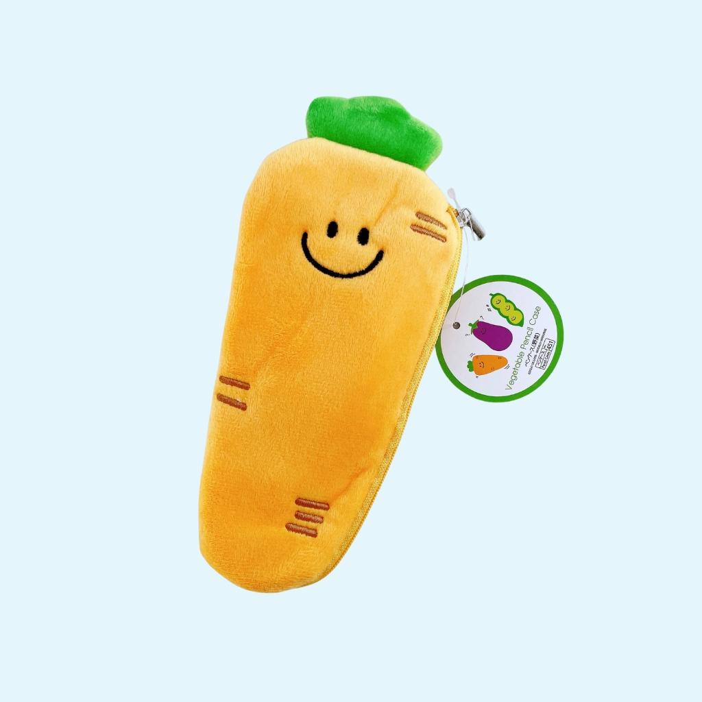 Trousse à crayons en peluche avec smiley aux fruits et légumes