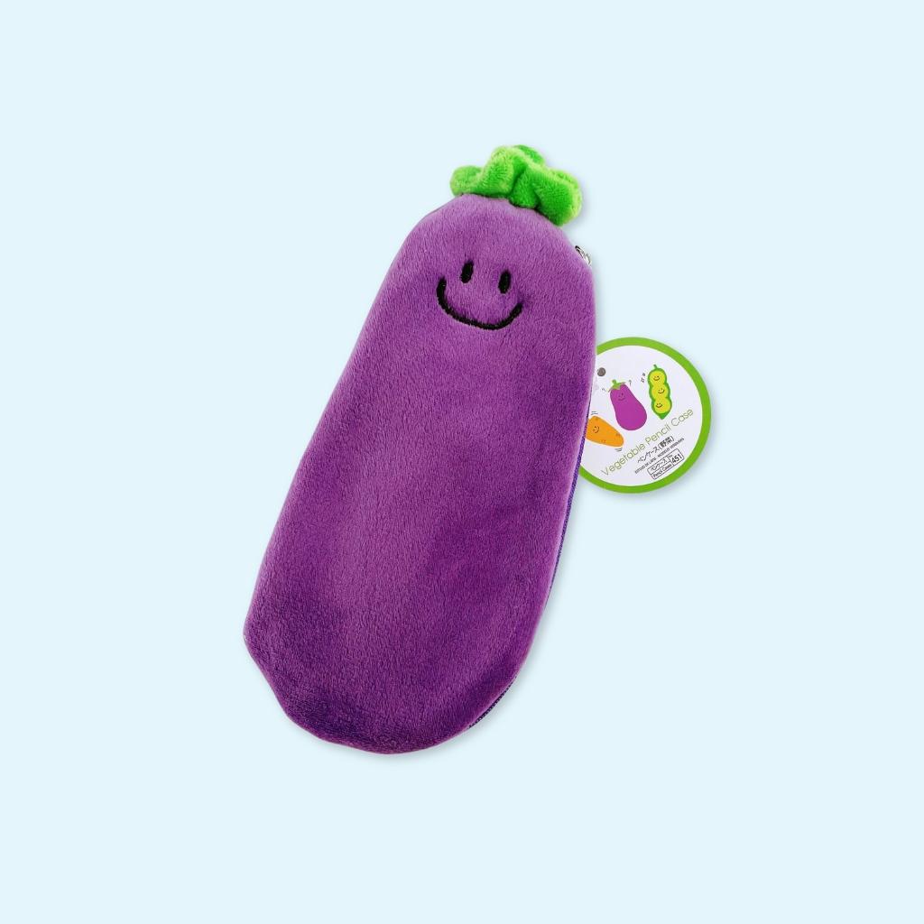Trousse à crayons en peluche avec smiley aux fruits et légumes
