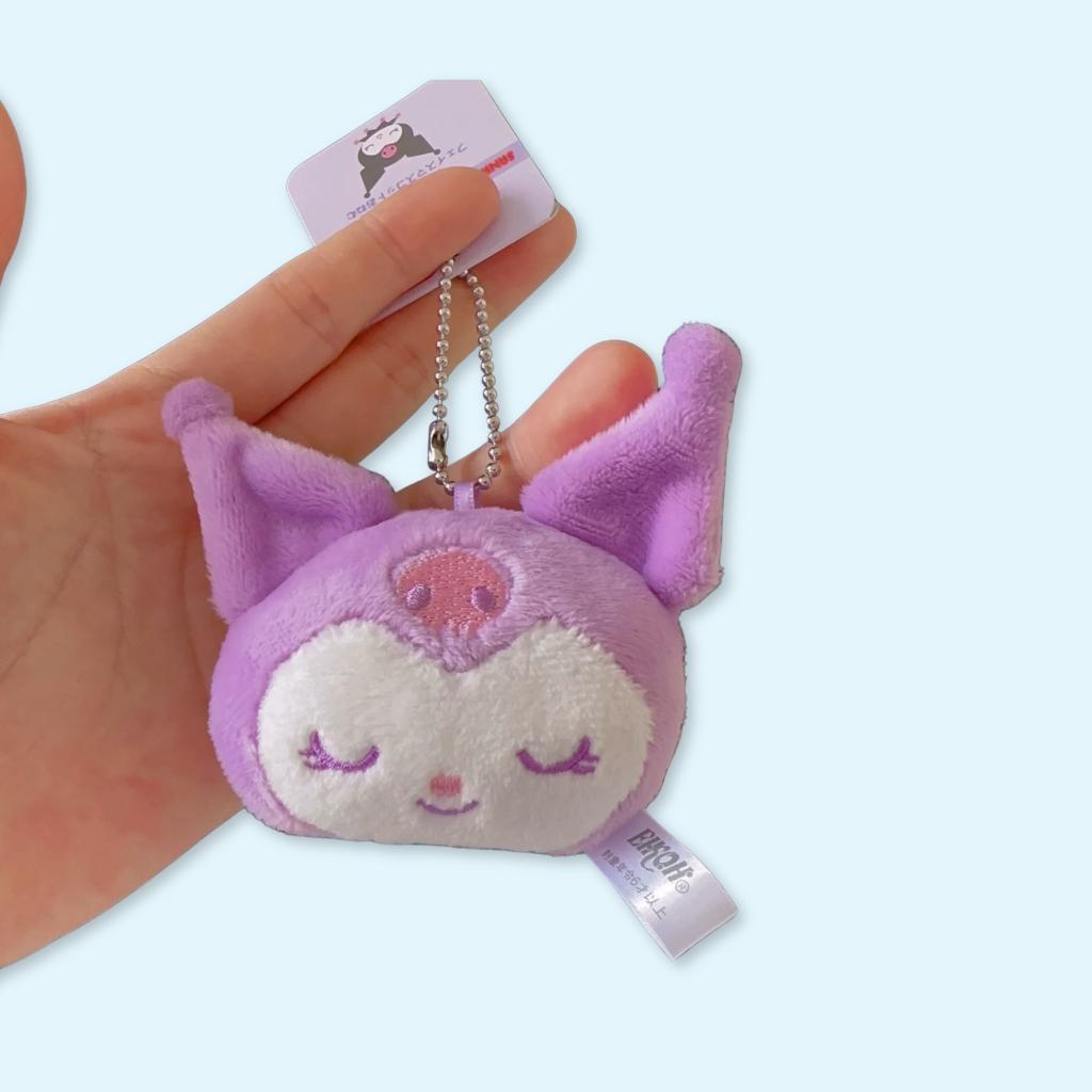 Kuromi Face mascot plush keycharm