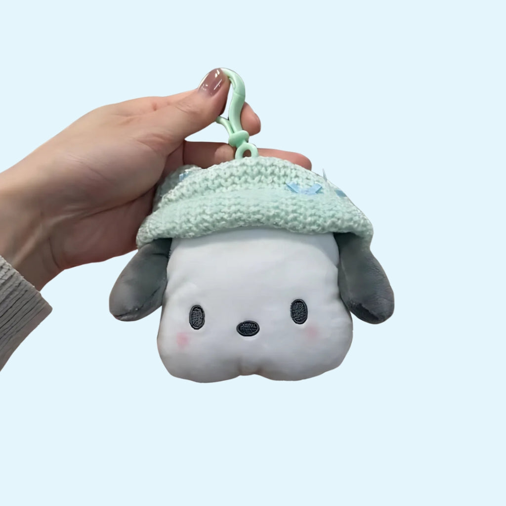 Mini plush keychain pouch